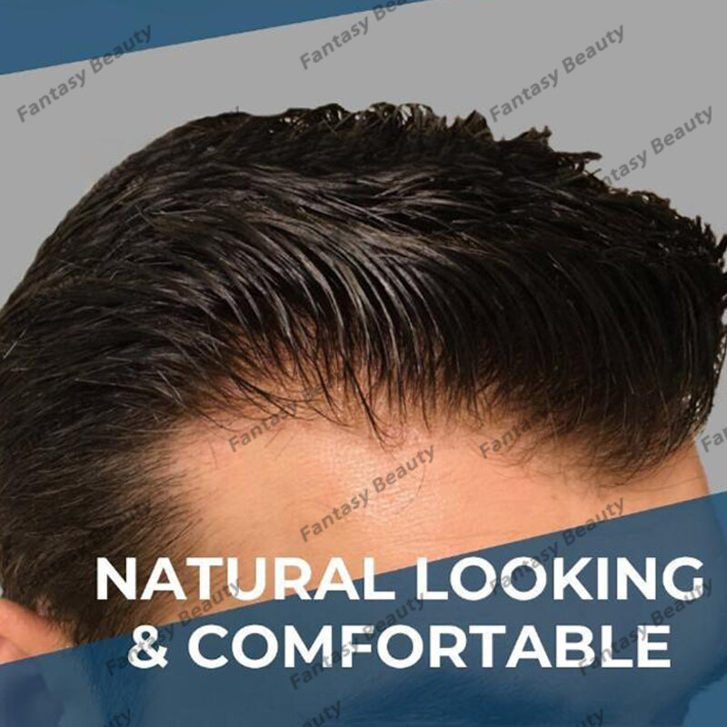 男性用の通気性のあるエッジとレースのトーピー,天然ヘアライン,100% 人間の髪の毛,安価,卸売