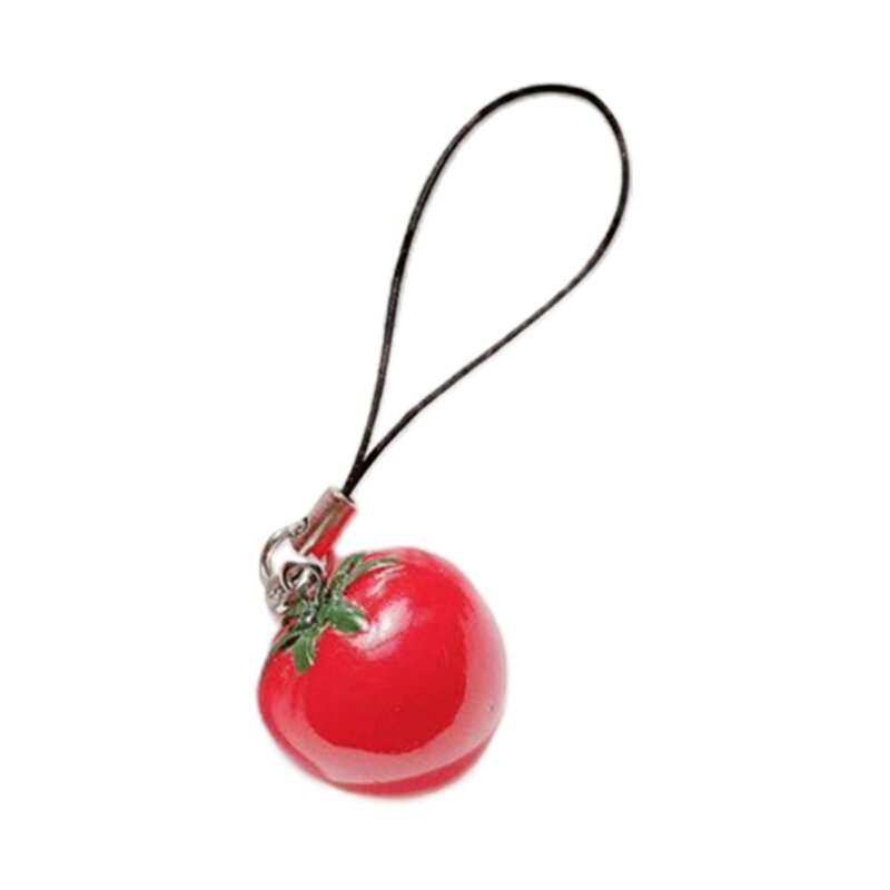 시뮬레이션 토마토 키 체인 독특한 아크릴 토마토 딸기 펜던트 음식 열쇠 고리 장식 전화/키/가방/지갑