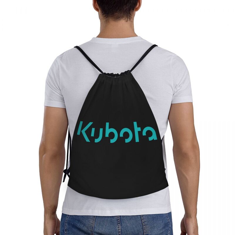Kubotaロゴ巾着フットボールバックパック、ジムサックパック、作業用ストリングバッグ