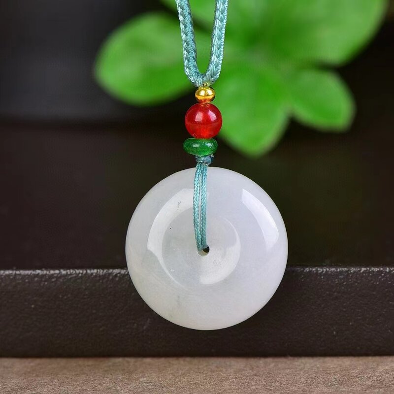 Tianshan-Colgante de Jade y Donut para hombre y mujer, collar de piedra Natural, amuleto redondo, hebilla de seguridad, joyería
