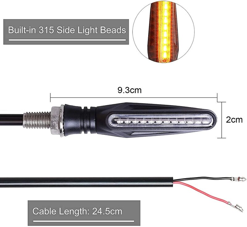 Clignotants LED pour moto, clignotant arrière, clignotant à eau courante, feux clignotants pliables, IP68, 12 SMD, 2 pièces, 1 pièces