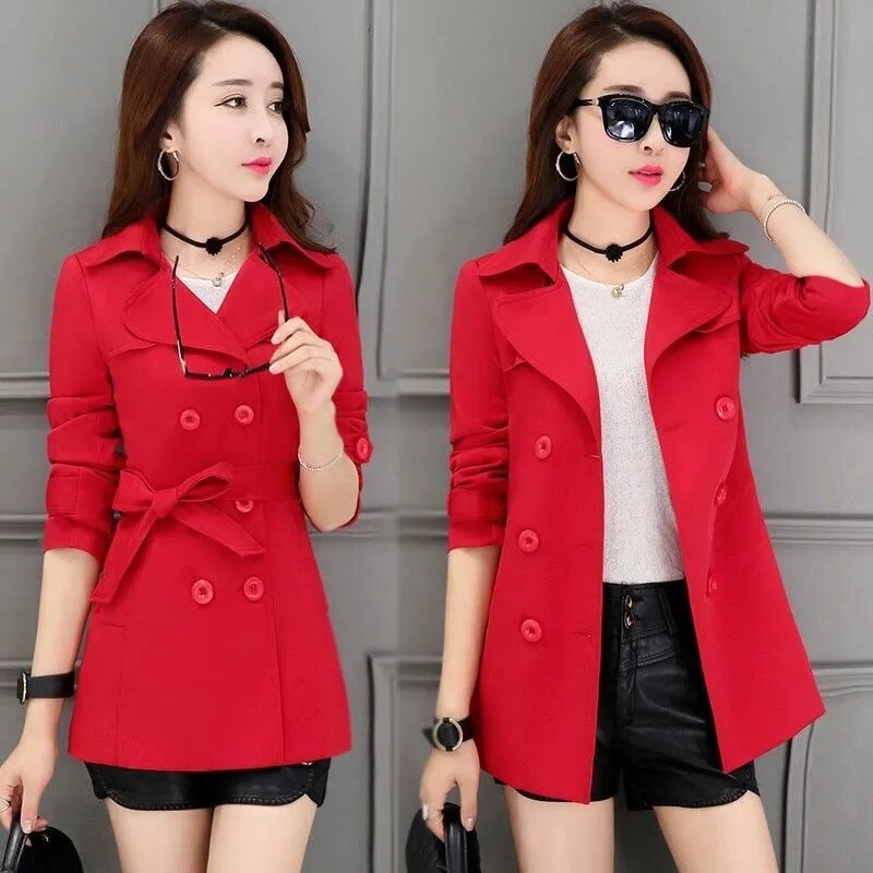 Women's Short Trench Coat  Spring And Autumn New Slim Womens Korean Version Of Dignified Atmosphere Double-Breasted Fashion Coat