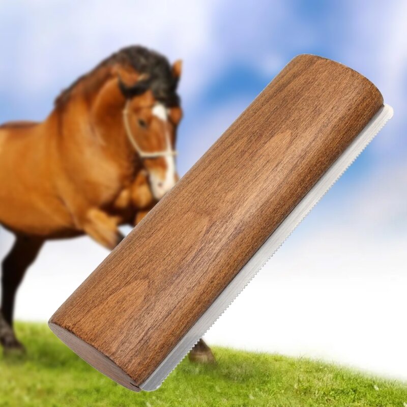 Щетка для выпадения лошади с деревянной ручкой, щетка для конского волоса, скребки, инструмент для удаления шерсти домашних для
