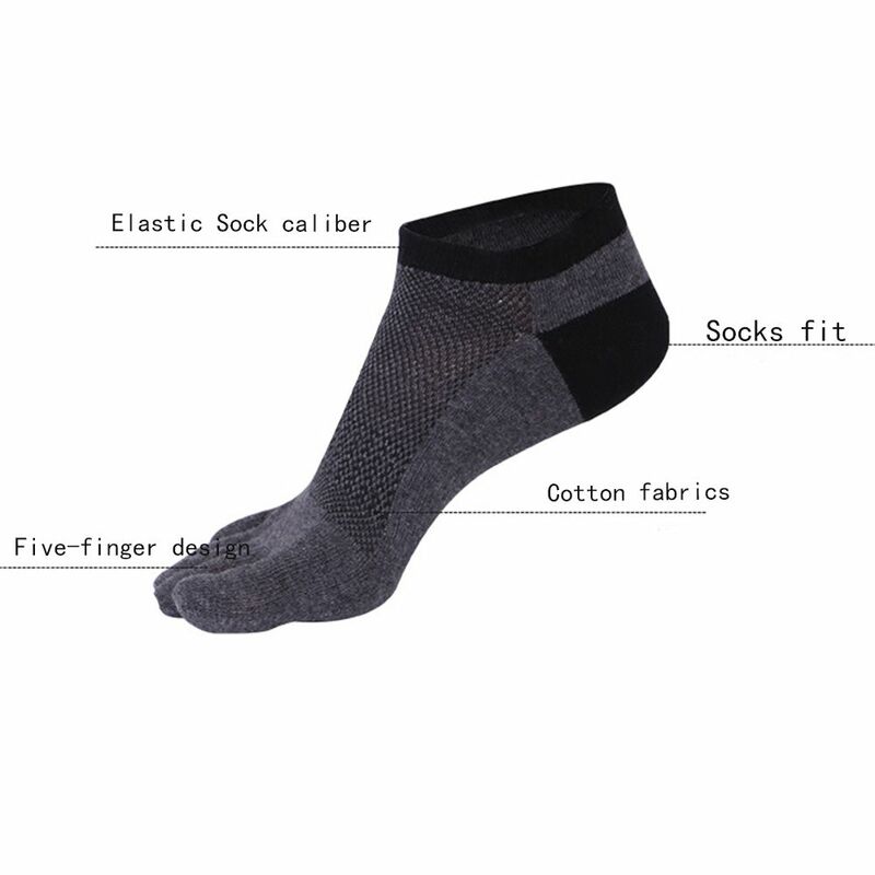 Короткие сетчатые носки с вырезом лодочкой, Нескользящие хлопковые носки с пятью пальцами, мужские носки, сетчатые носки, носки с пятью пальцами