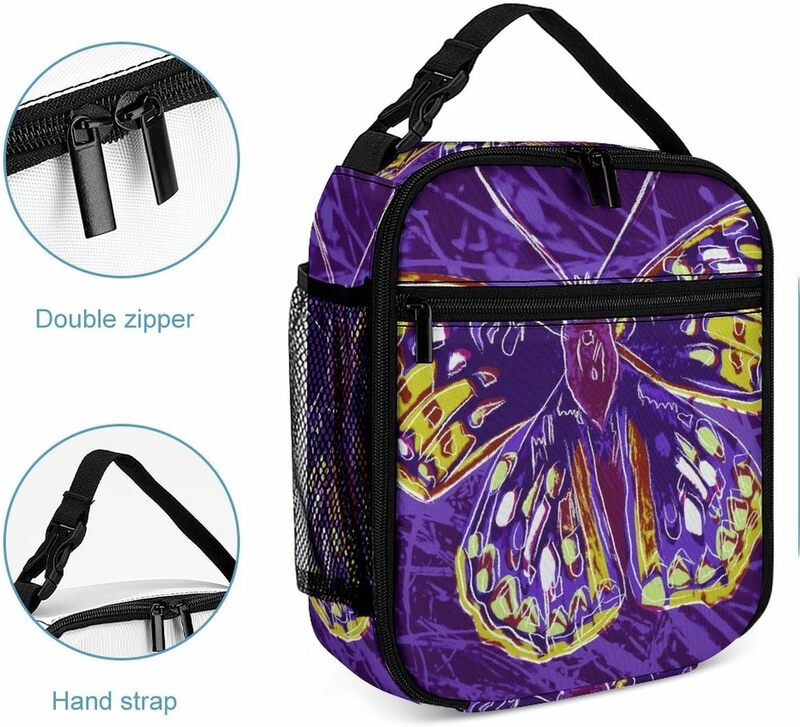 Abstract Art Butterfly Insulated Lunch Bag Reusable Lunch Box Portable Tote Bag for Men Women