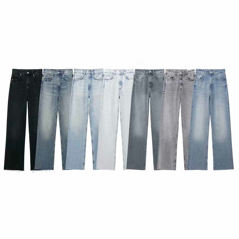 Women's 2024 New Fashion Casual Joker Denim Fabric Wide-leg Jeans Retro High Waist Zipper Women's Jeans Pants Mujer