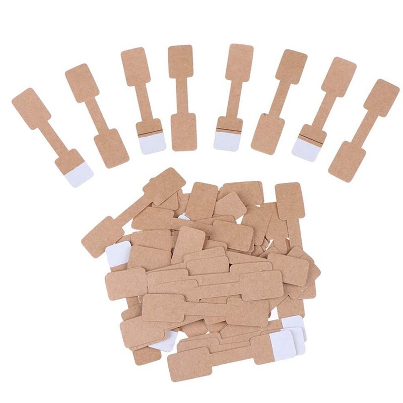 Etiquetas cuadradas de papel marrón en blanco para exhibición de joyas, etiquetas colgantes para tarjetas, anillo, 6x1,2 cm, 500 piezas