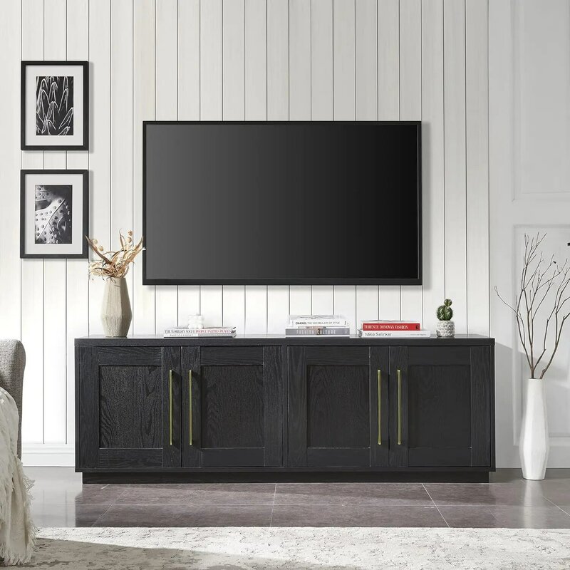 Greenman-suporte de tv retangular, armário tv grão preto, mobília da sala, até 80 polegadas
