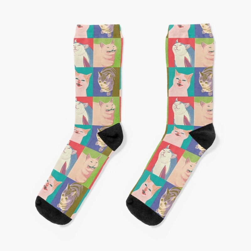 Calcetines de cuatro Meme Cats of the Apocalypse para hombre y mujer, medias florales, regalos de invierno, Año Nuevo