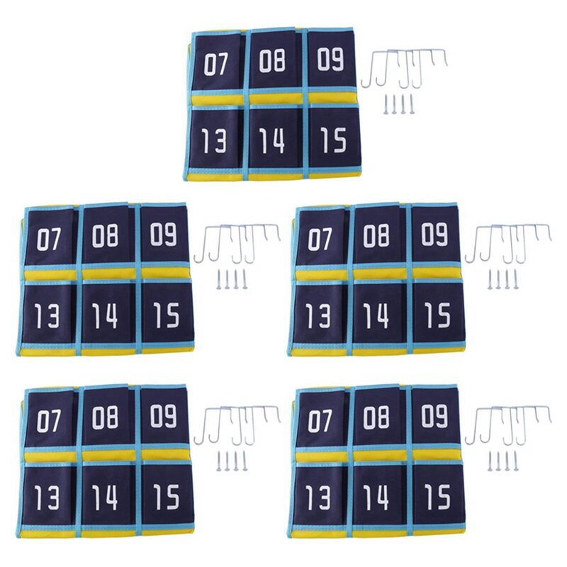 5x nummerierter Taschenkarten-Organizer für Handy-Taschen rechner halter (30 Taschen, blaue Taschen)