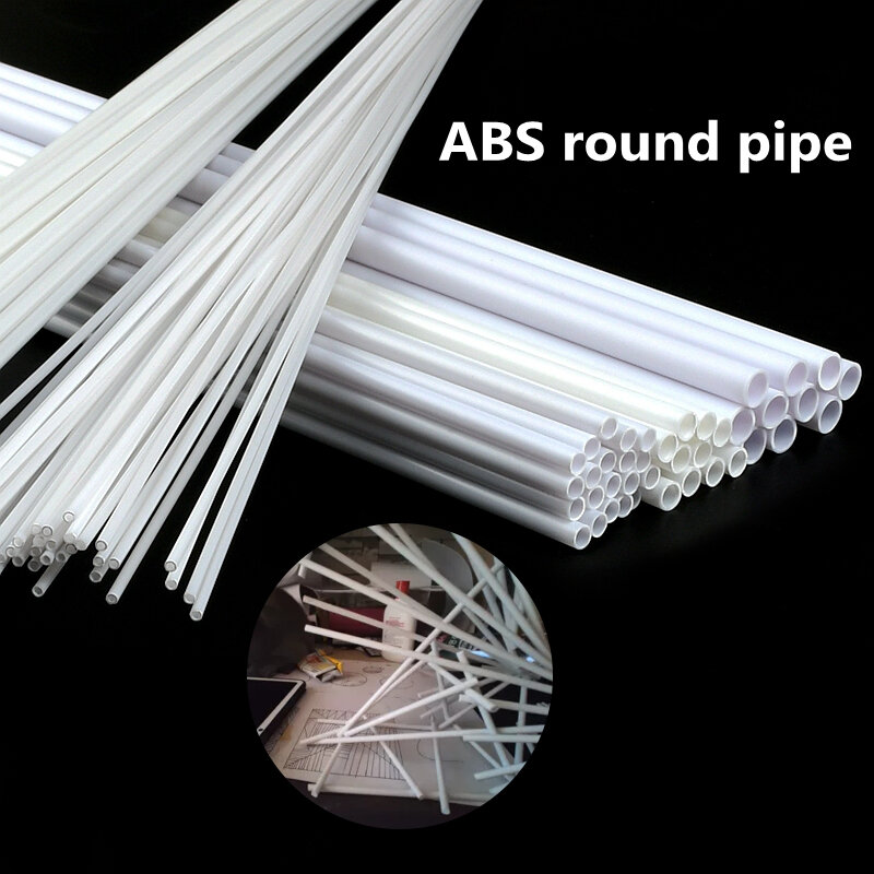 Tubo redondo de plástico ABS, hueco, diámetro de 2mm, 3mm, 4mm, 5mm, 6mm, 8mm, 10mm, 12mm, Material de mesa de arena hecho a mano, bricolaje, construcción de modelos