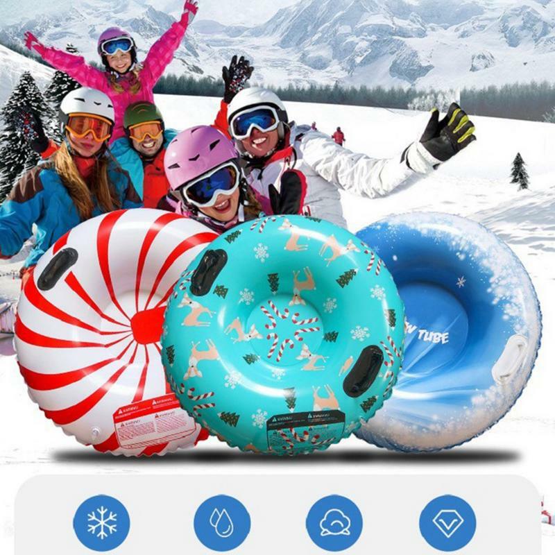 Aksesori Ski anak luar ruangan musim dingin, tabung salju kereta luncur salju dengan 2 pegangan tebal lingkaran Ski tiup