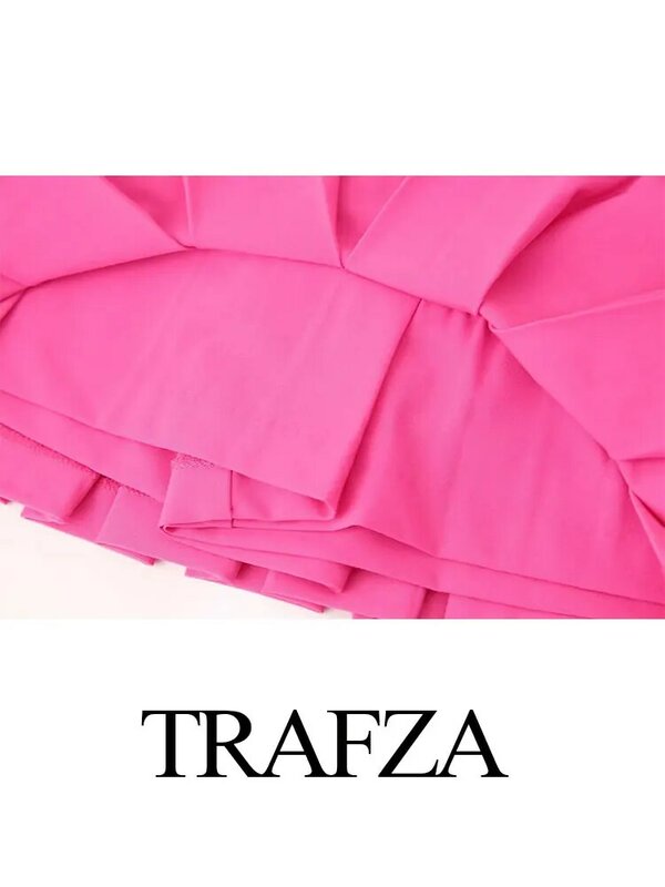 Женские винтажные кюлоты TRAFZA, широкие складки, универсальные трапециевидные однотонные приталенные летние шорты со средней посадкой, весна 2024