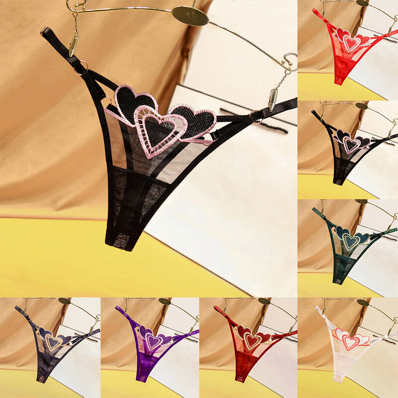 Sexy Sheer Thong G String Lingerie Briefs  Women's Heart Panties Knickers  Multiple Color Options  Perfect for Everyday Comfort