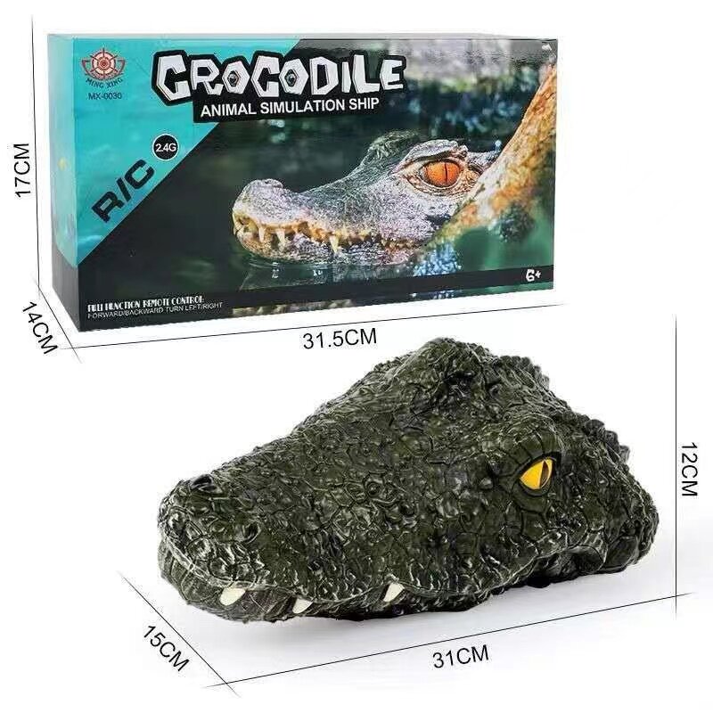 Barco de controle remoto 2.4g simulação crocodilo mallard 2in1 rc lancha lago net pesca, piscina crianças engraçado brinquedos elétricos