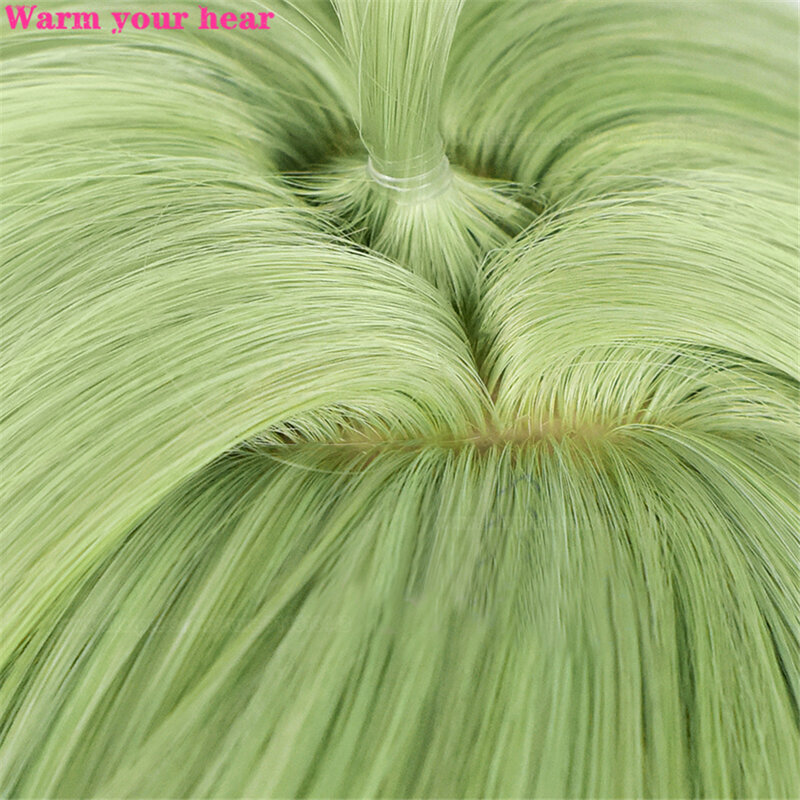 Perruque de Cosplay longue de 55cm avec faux cuir chevelu vert, perruques en fibre avec bonnet de perruque