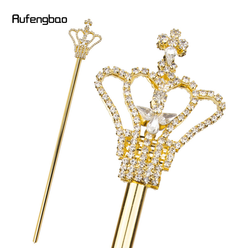 Golden White Alloy Crown Fairy Wands for Girl Princess Wands for Kids Angel Wand for Party Costume Wedding Birthday Party 48.5cm
