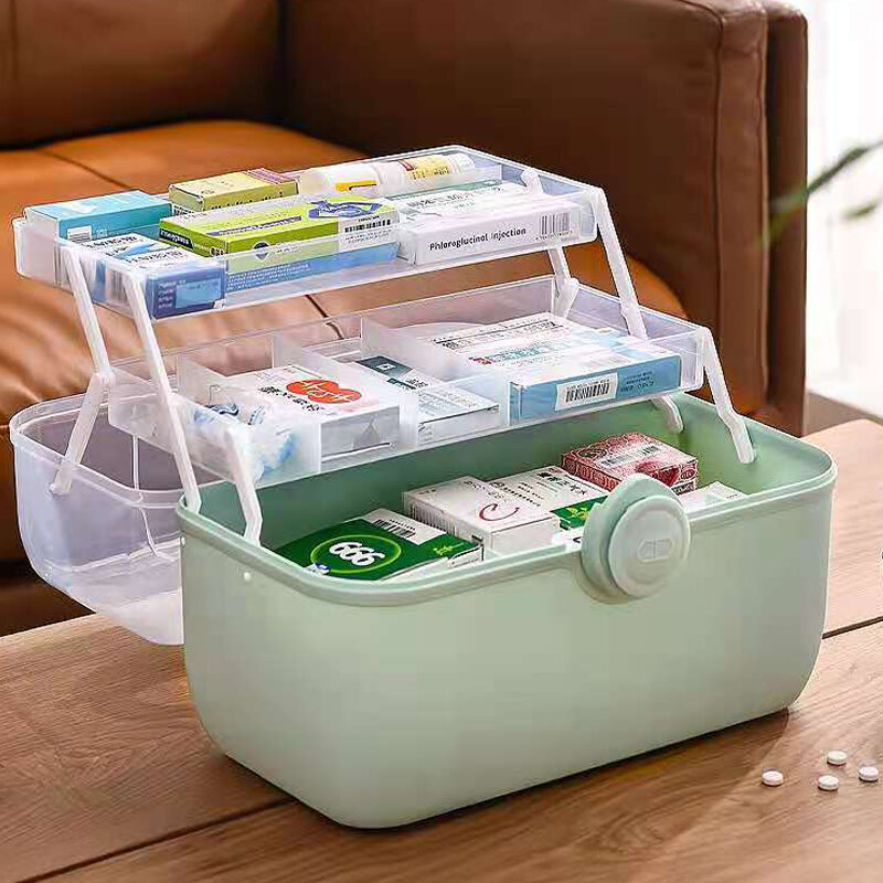 Portátil First Aid Kit Medicina Caixas De Armazenamento, Grande Capacidade, Family Medicine Organizador, Organizadores De Plástico, Home Organizadores
