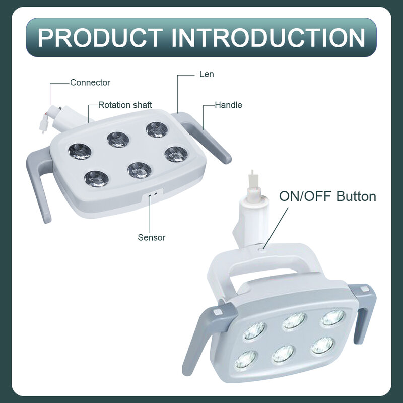 Lampe médicale de chaise dentaire d'opération d'induction de 6 LED, lumière LED shwisless pour l'usage de générateurs