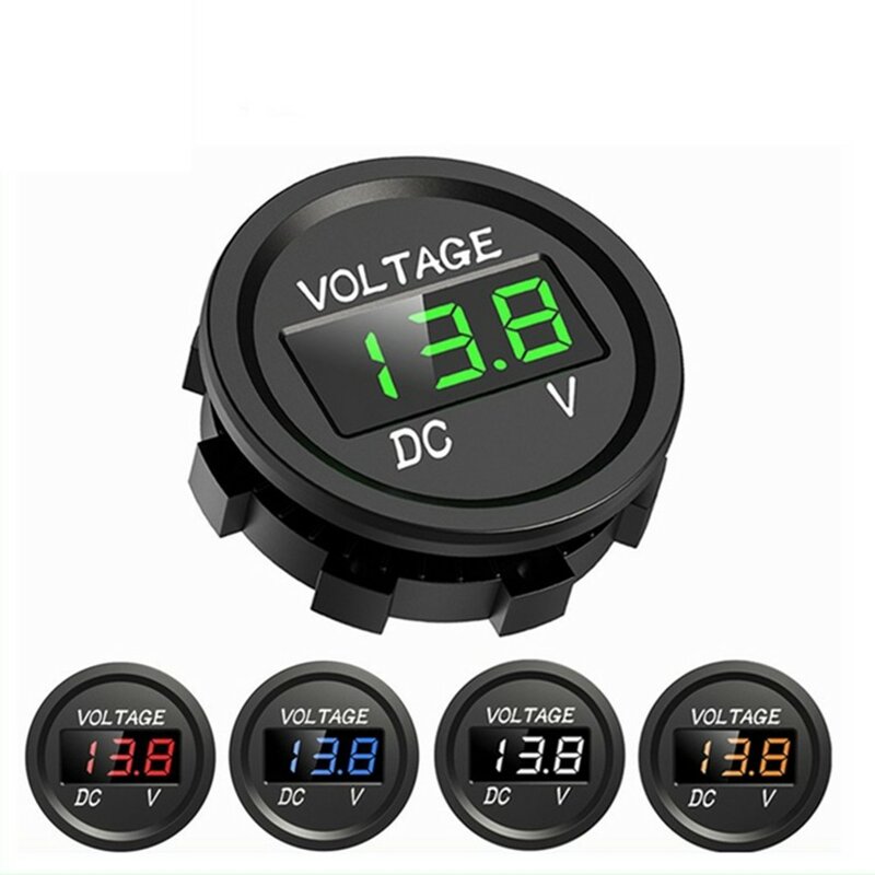 Mini voltímetro Digital redondo impermeable para motocicleta, pantalla de Monitor, voltímetro, DC5V-48V, Panel LED