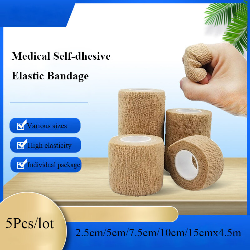 5Pcs Colorful Medical Sports Self Adhesive Elastic Bandage Athletic Wrap Tape Elastoplast For Knee Finger Ankle Palm Shoulder