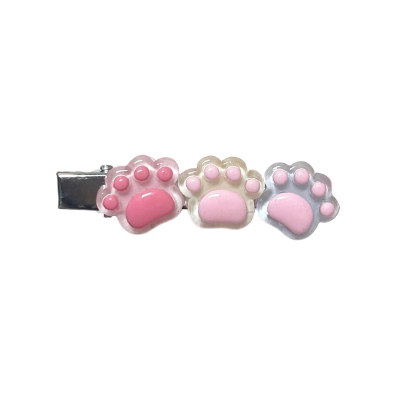 Ins Style Clear Shining Cat Paw Hairpin for Woman Style Charm Hair Clip Aesthetics Jelly Feeling Hair Accessories 10CF