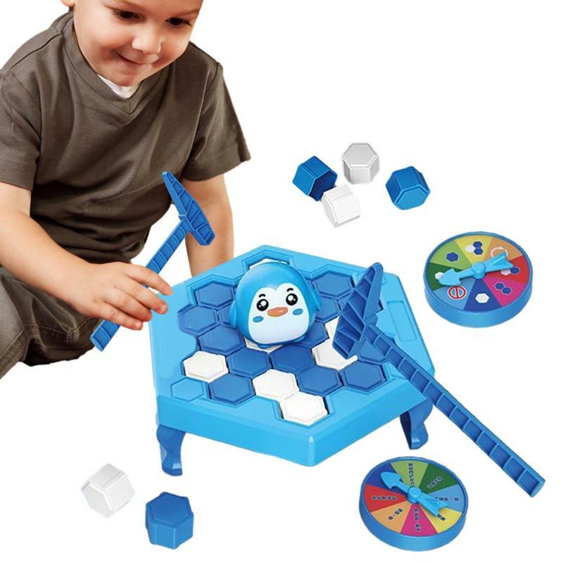 ของเล่นเกมทำลายบล็อคน้ำแข็งสำหรับพ่อแม่-ลูกกับดักเพนกวินแบบโต้ตอบได้หลายคนกระดานสนุกโต๊ะ permainan Teka-teki สำหรับเด็ก