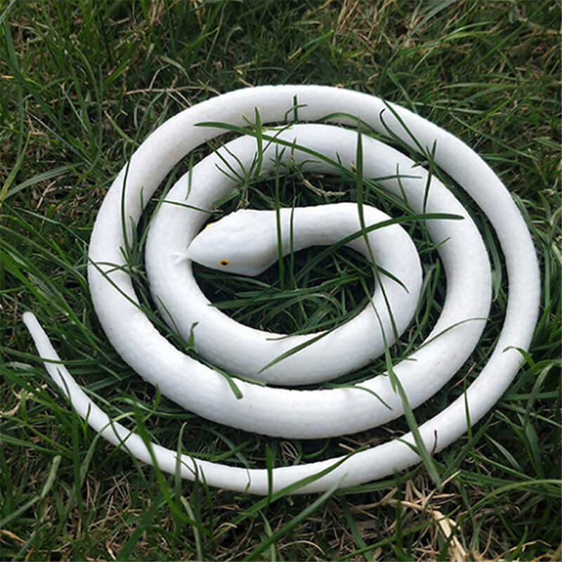 Sztuczny wąż żywe symulowane wąż zabawki realistyczne wąż Prank Prop rekwizyty do Cosplay Tricky Playthings dla dzieci dzieci (biały)