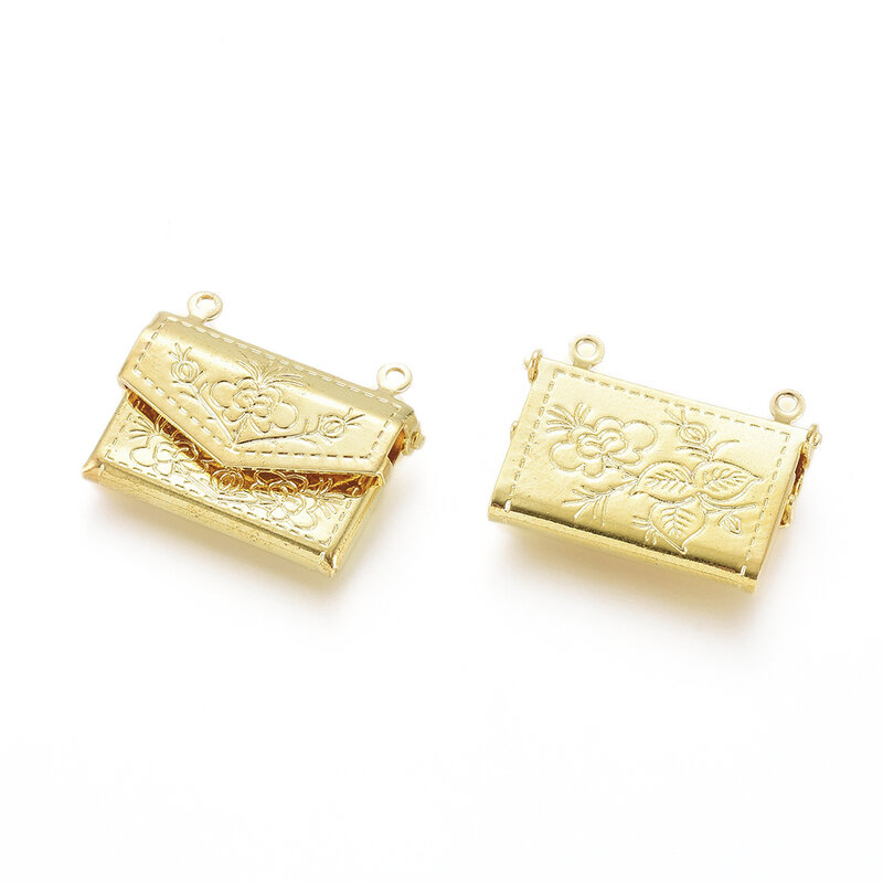 20 buah liontin liontin gembok kuningan bentuk tas Mini jimat bingkai foto dapat dibuka untuk kalung pembuatan perhiasan hadiah perlengkapan kerajinan