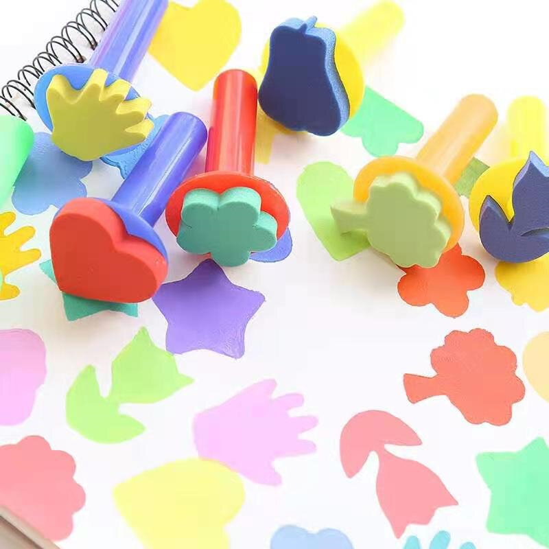 44Pcs Kinder Malerei Schwamm Kinder Früh Lernen Schwamm Malerei Kit Kind Malen Sätze 30 Stück Schwamm Zeichnung Formen Farbe brushe