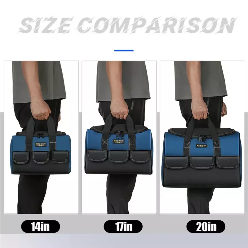 กระเป๋าเครื่องมือทรงสี่เหลี่ยมใหม่มีความจุมากกว่า30% ถุงเก็บเครื่องมือกระเป๋าหลากหลายกันน้ำสำหรับเครื่องมือช่างไฟฟ้า