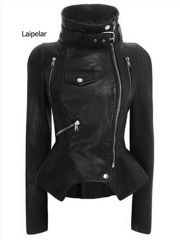Casacos de couro do falso das mulheres inverno outono moda motocicleta jaqueta outerwear preto falso couro plutônio jaqueta 2020