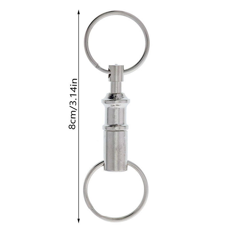 Anéis-chave de aço destacável, Snap Lock Holder, Keyring removível, liberação rápida, Dual Key Ring, Pull-Out Key Rings, 2pcs