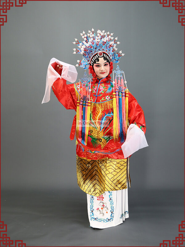 Costume da principessa dell'opera di pechino Consort abito drammatico con corona di fenice obliqua Opera cinese Empress Stage Performance Royal Robe Woman