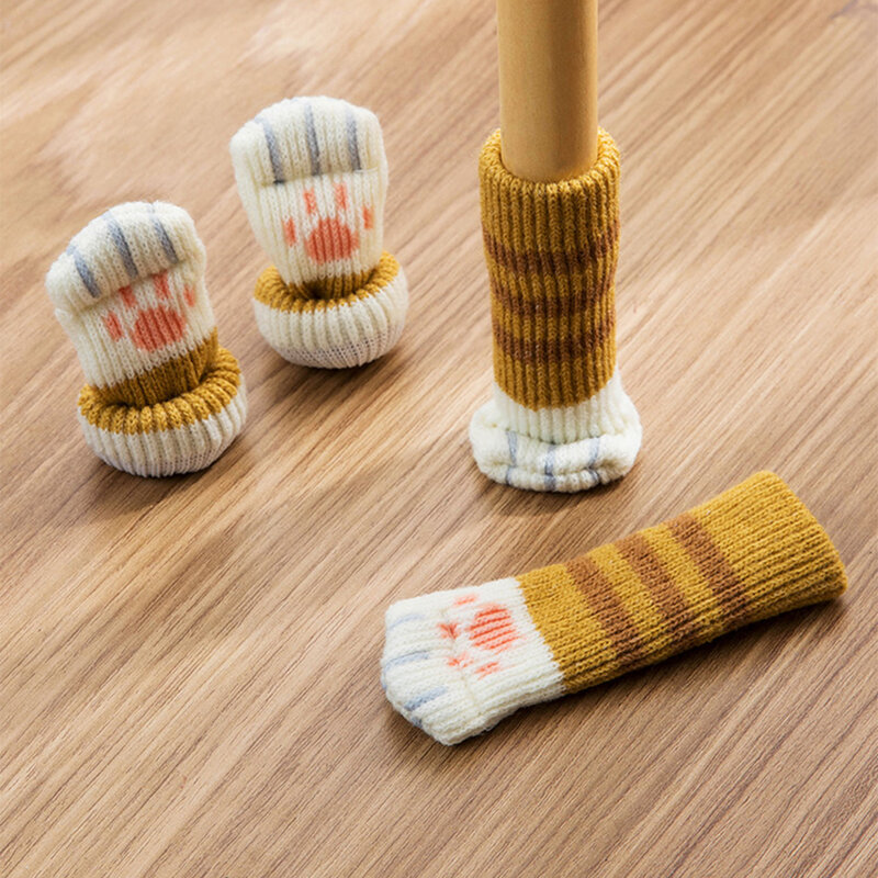 Alfombrilla antideslizante silenciosa para pies de mesa y silla, alfombrilla para el hogar, calcetines tejidos con garras de gato, 4/16 unidades