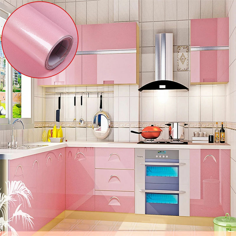 DIY PVC Self-Adhesive Waterproof Oilproof Wallpapers Decorative Kitchen Cabinet Desktop Wall Stickers Home Decors Wall in Rolls