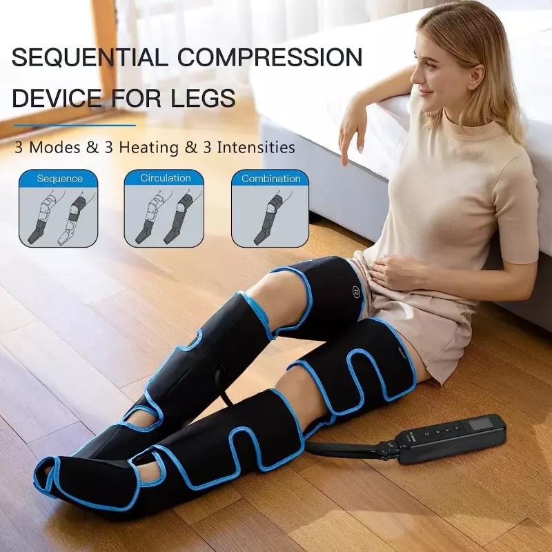CINCOM Leg Massager with Heat and Compression, Full Leg Massager for Circulation and Pain Relief with 3 Heats 3 Modes 3 Intensit