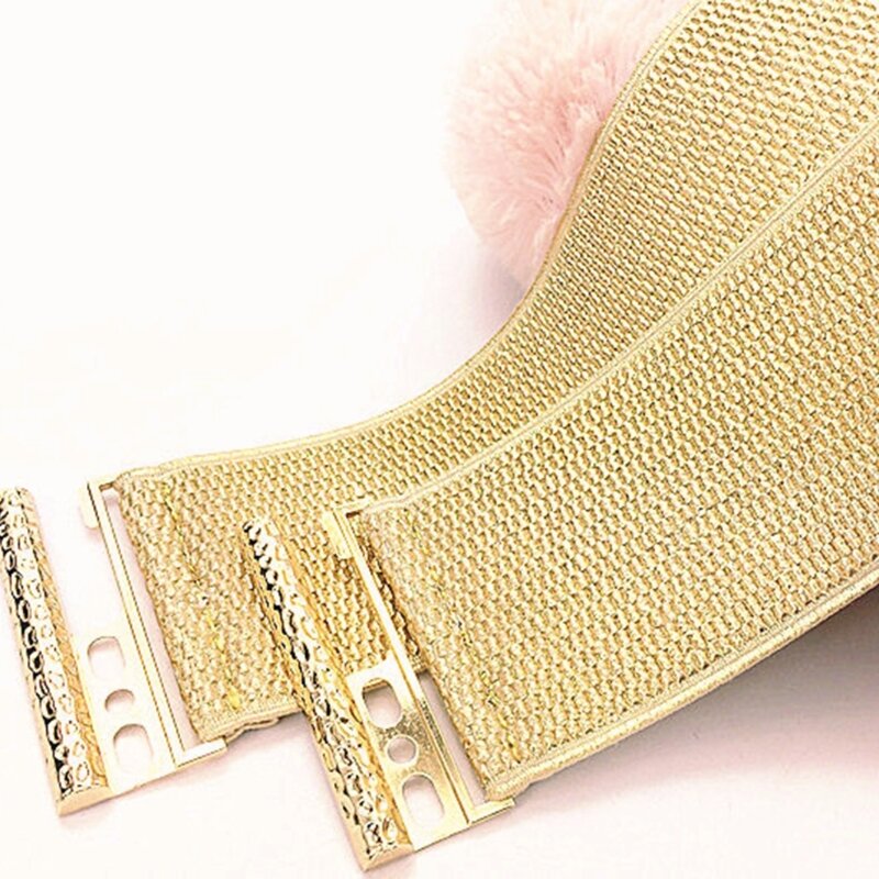 Cinto Amplo Elástico na Cintura Feminina, Cinto Washpie Dourado, Vestido Universal Acessórios Decorativos, Cintura Brilhante, Moda Feminina