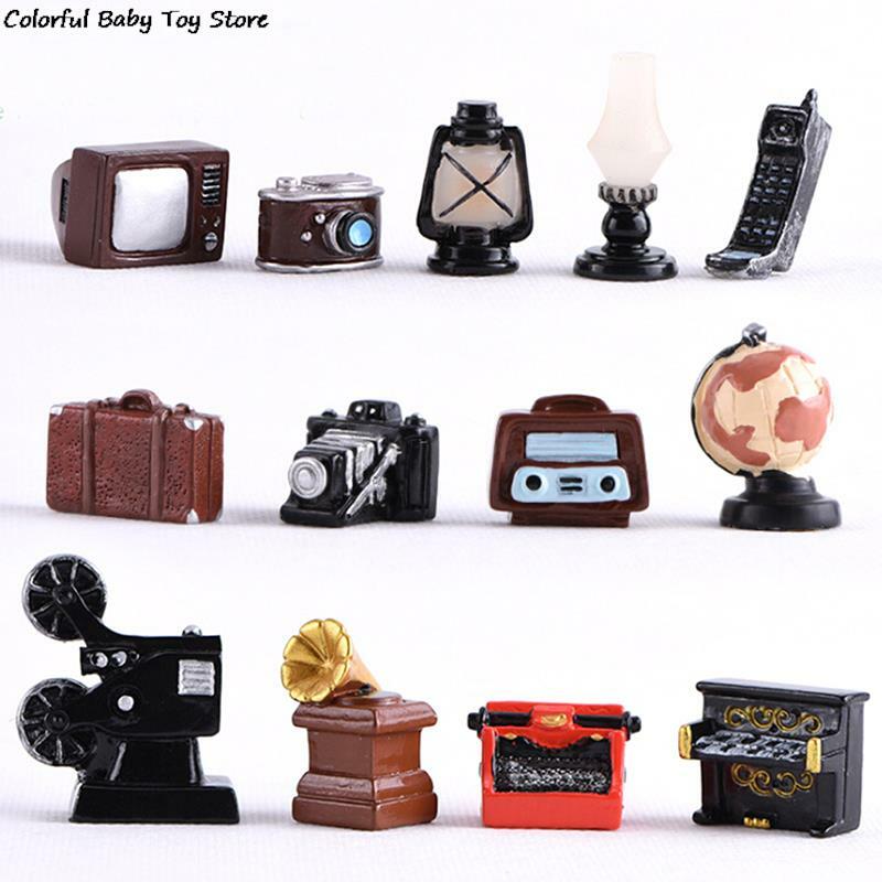 Casa de muñecas en miniatura para niños, juguete de casa de muñecas en miniatura, Retro, lámpara de queroseno negro, muebles, 1:12