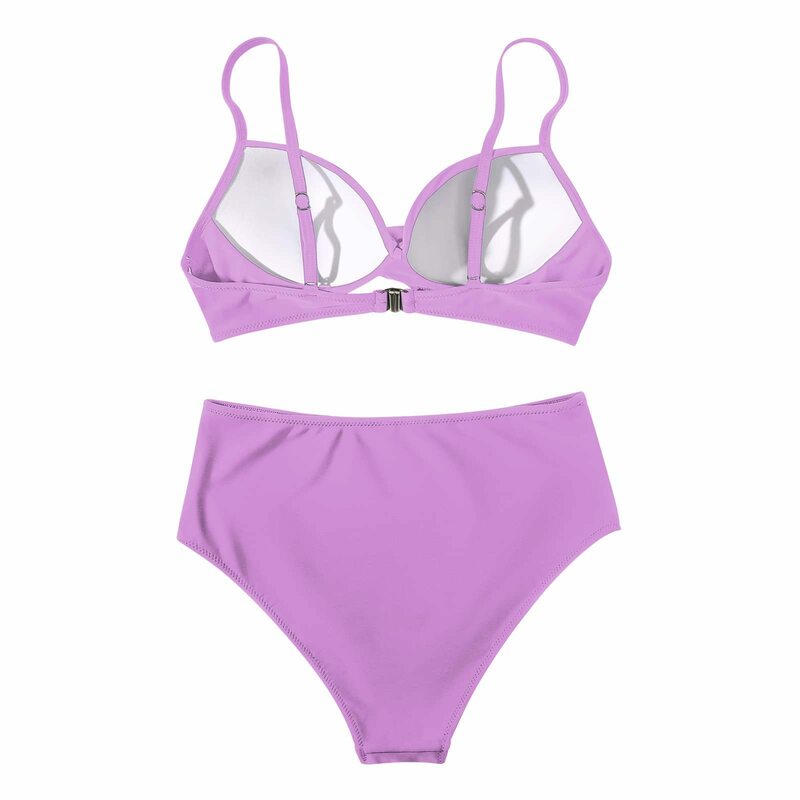 Lila Bikini 2024 brasilia nischen Biquini Push-up Badeanzug mit hoher Taille Frauen High Cut Badeanzug Bade bekleidung weibliche Sommer Strand kleidung