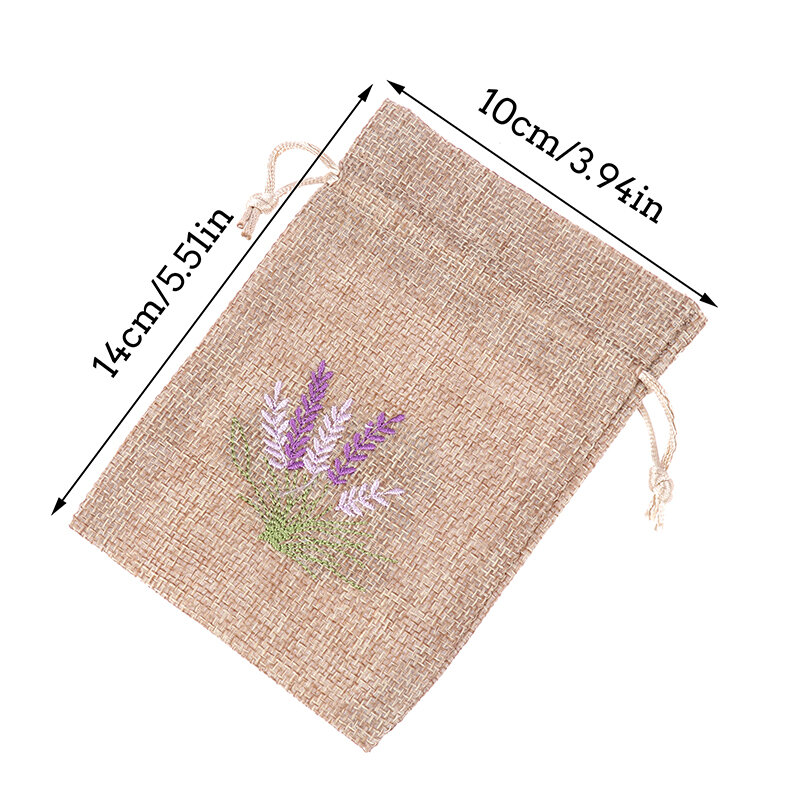 Reutilizável Aromaterapia Drawstring Bag, Seco Flor Aroma Sacos, Algodão Juta Sementes Sacos, Bordado Lavanda Bolsas, 1Pc