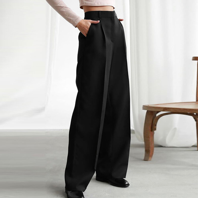 Весна 2023, женские зеленые широкие брюки с высокой талией, женские Костюмные брюки, свободные повседневные длинные брюки