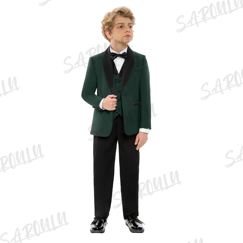 Formelle Jungen 4-teilige Anzug Set Paisley Slim Fit edle Kinder Smoking Kleinkind Dresswear Ehering Träger Prom Smart Sets hh007