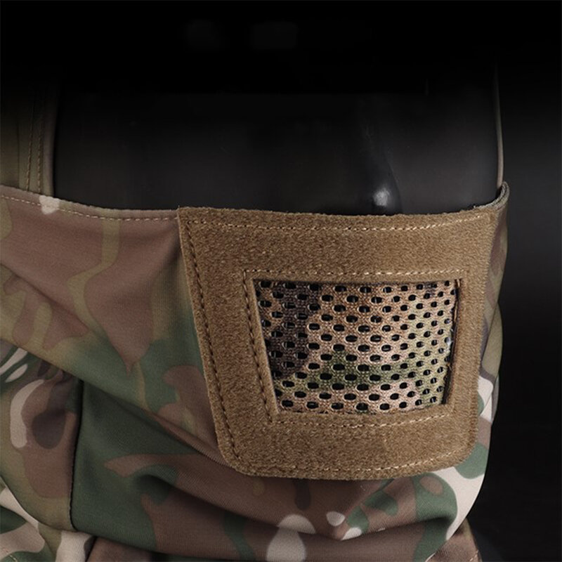 Tactical Balaclava Mesh Mask Ninja Style Headgear with Full Face Protection Helmet Liner Cap for Hunting Airsoft Cycling Sports