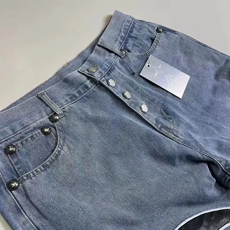 Marka Thug Club Denim Zipper Slim Fit Straight PANT Jeans Bawełniane spodnie jeansowe Comfort Casual Jeans Rozmiar S-xl#U54