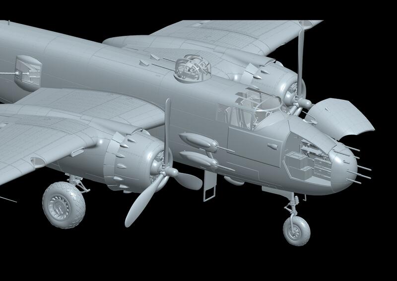 HK-modelo 01E036, B-25J a escala 1/32, Mitchell Strafing, Babes (modelo de plástico)