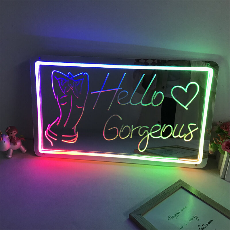 Shine Hello Gorgeous Neon Sign Light for Wall Art Decorations Mirror Neon Colorful Led Lights Party Home Wedding Christmas Decor