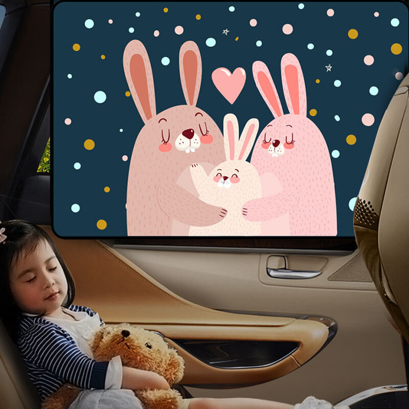 Tirai Magnet Di Jendela Mobil Penutup Kerai Kartun Jendela Samping Universal Perlindungan UV untuk Anak-anak Bayi Anak-anak