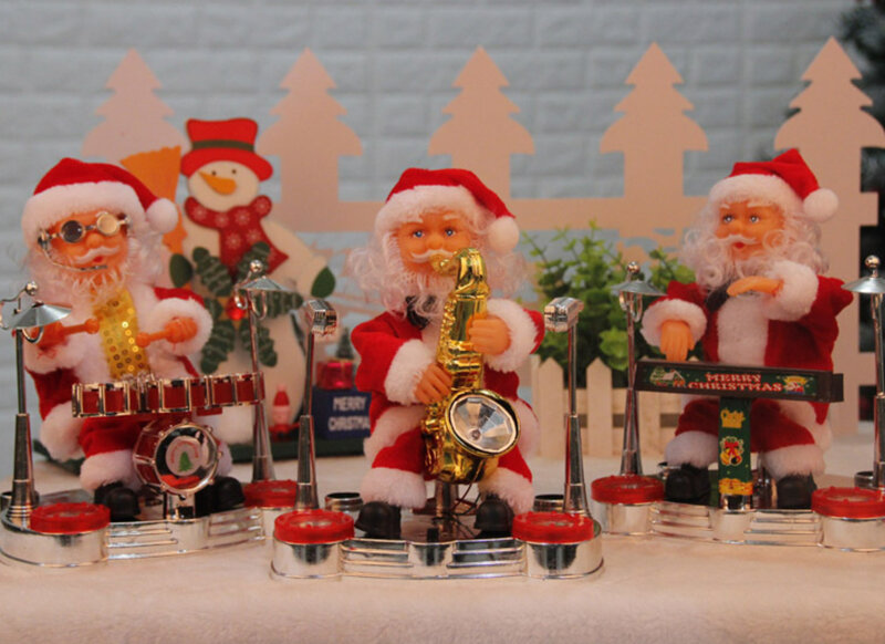 ใหม่ของเล่นไฟฟ้าสำหรับเด็กซานตาคลอสพร้อมไฟดนตรีซานตาคลอสแกว่งได้ตกแต่งโต๊ะของขวัญคริสต์มาส