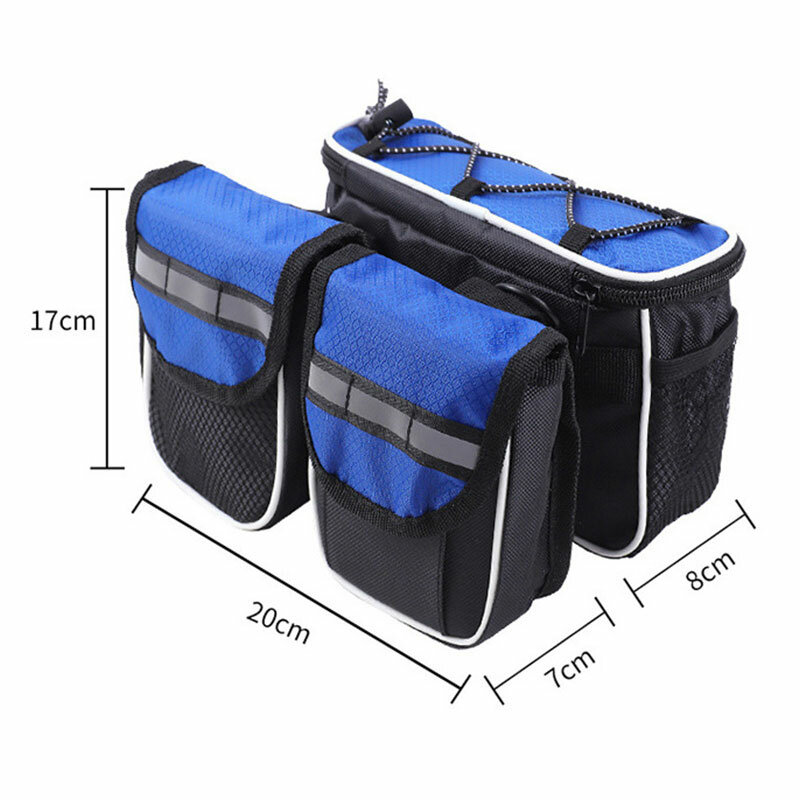 Bicycle Front Frame Bag Touch Screen Waterproof Phone Case Holder Upper Tube Pannier Storage Pouch Mtb Road Bike Bag Accessories